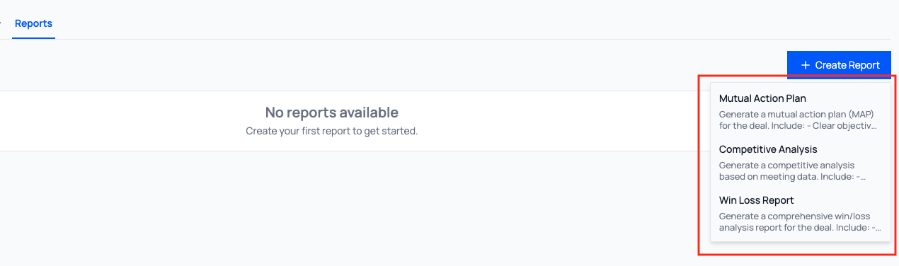 Create reports from deals